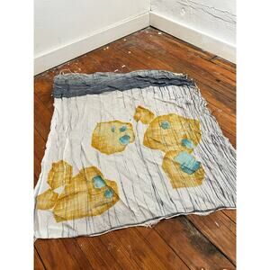 Unbranded Vintage 1980s White Yellow Abstract Design Scarf Wrap